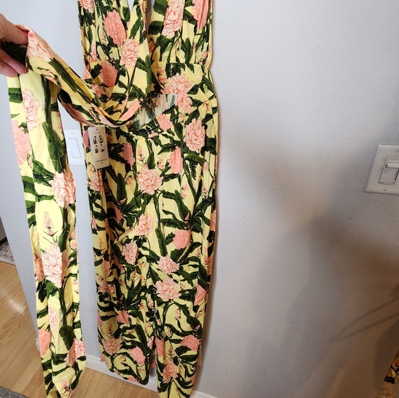 NWT Agua Bendita × Target Wideleg Botanical Sleeveless Jumpsuit size XL stretch - Picture 15 of 15